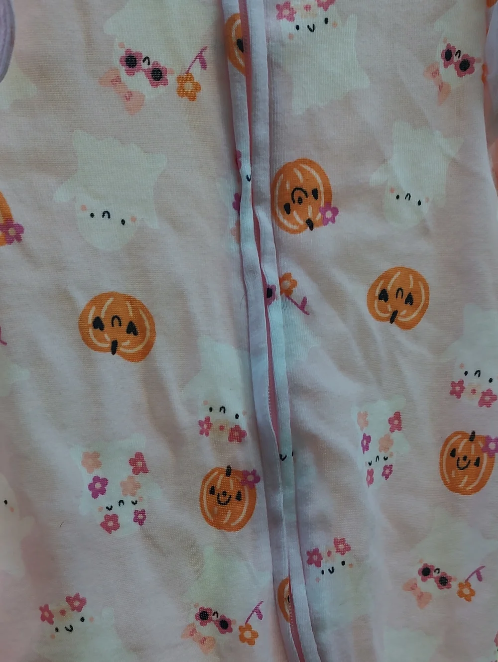 Old Navy Pink Pumpkin & Ghost Ruffle-Footed One-Piece 6-9M